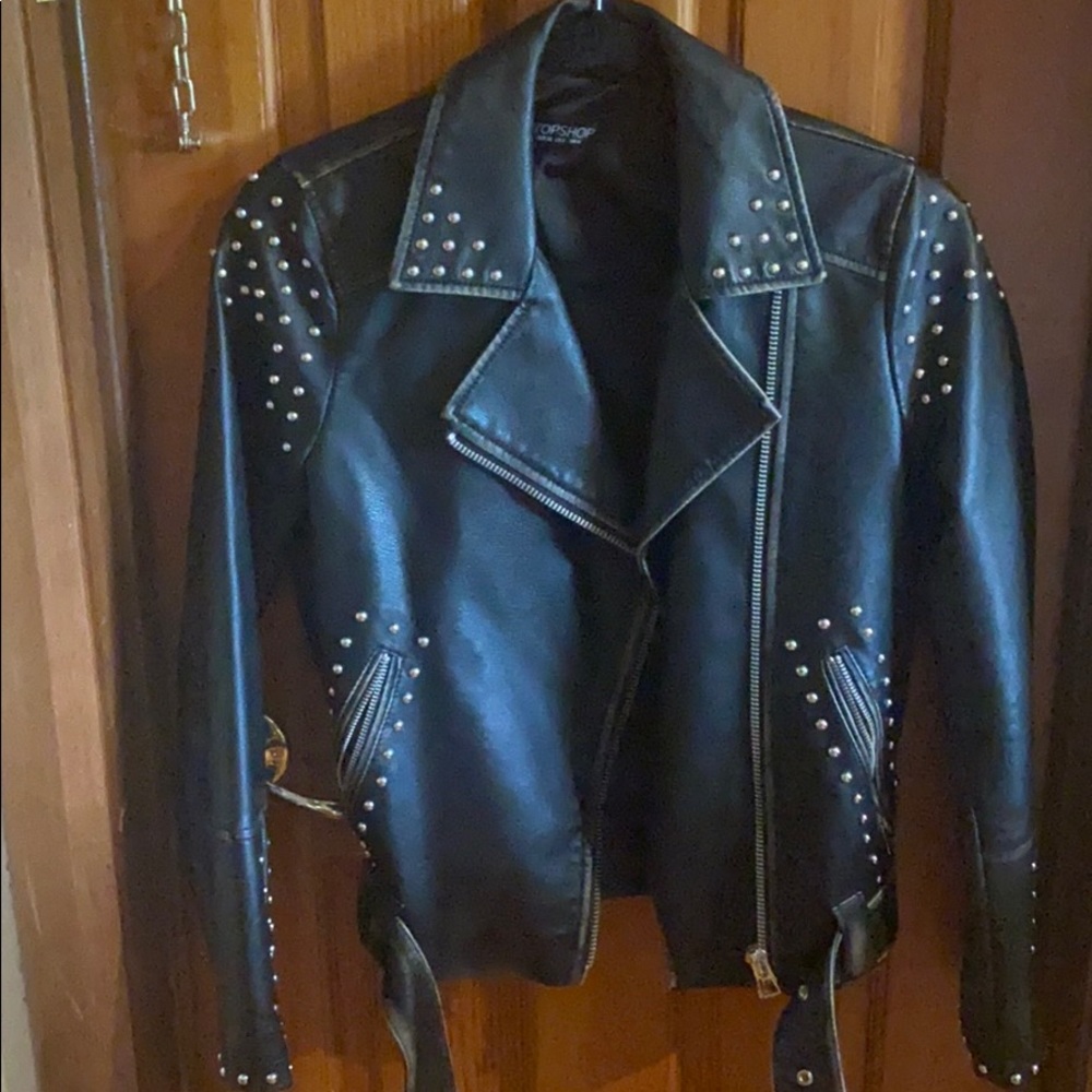 Topshop studded leather jacket